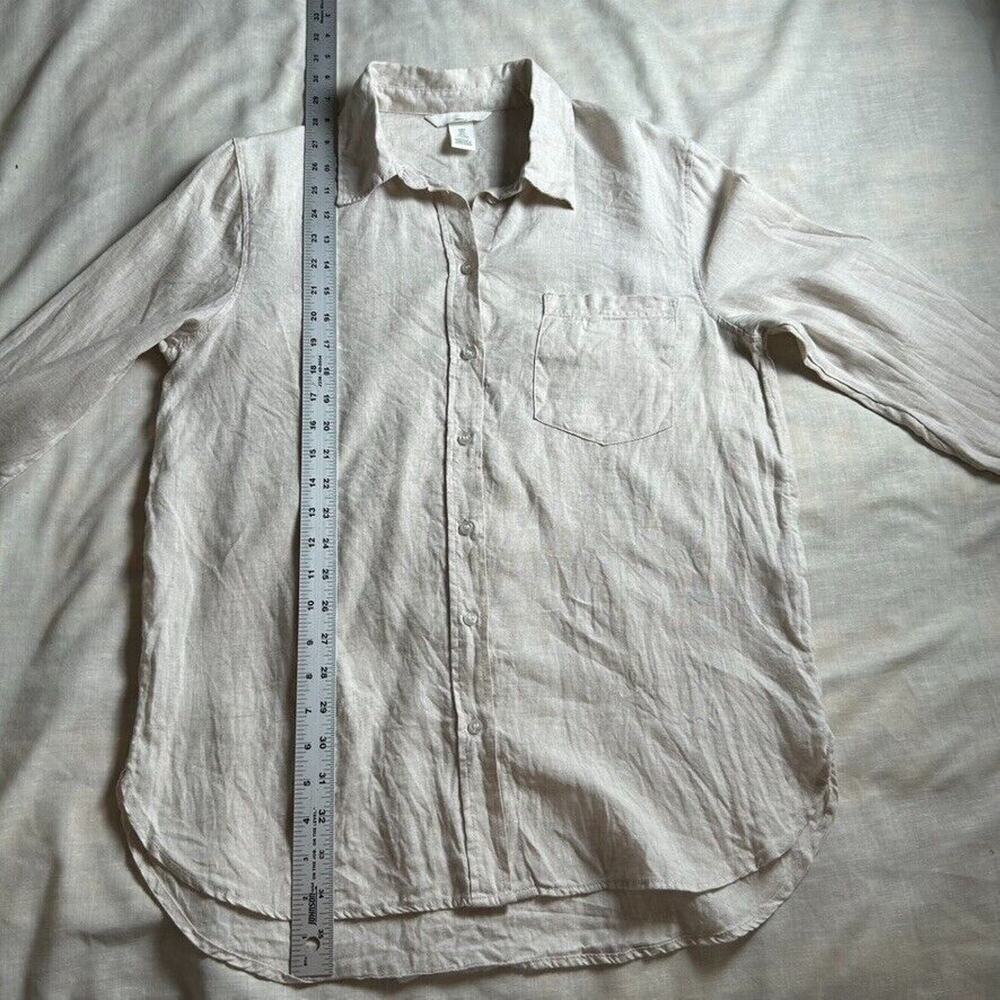 H&M Light Beige Button-Down Linen Blend Shirt - Picture 8 of 9